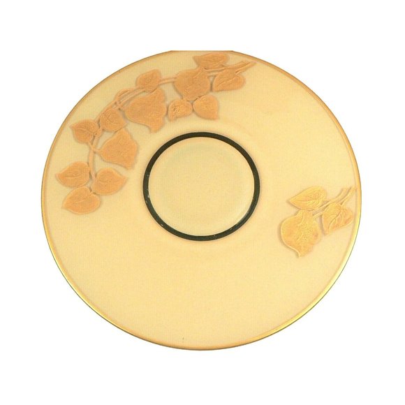 Centerpiece Charger Plate Glass Embossed Floral Border 3-D Effect back glazed - Picture 1 of 9